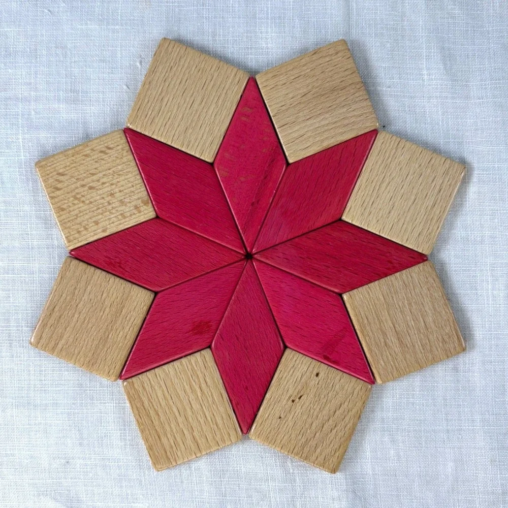 Vintage Wood Star Trivet Made in Germany US Zone